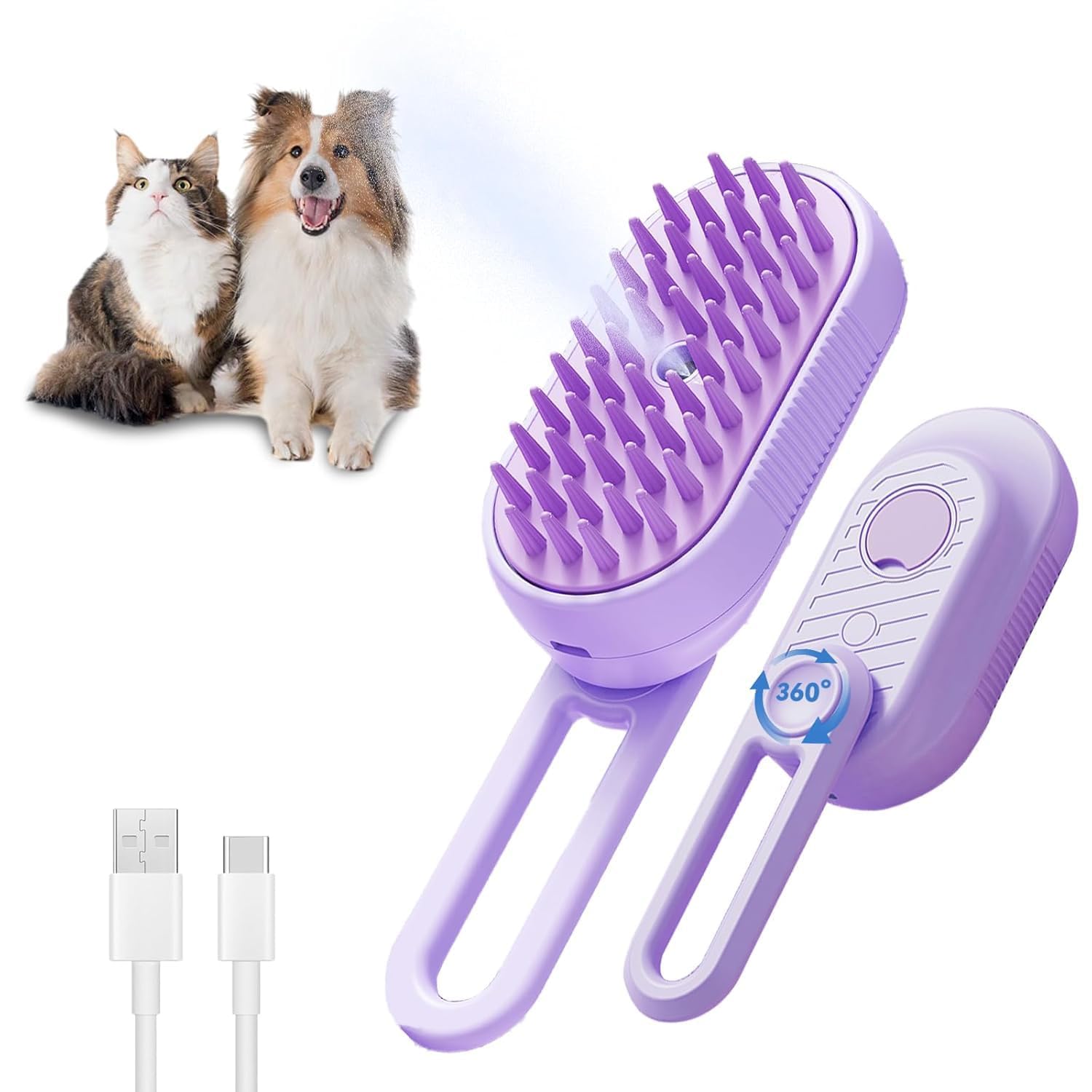 3-in-1 Pet Steam Brush – De-Shedding, Cleaning & Massage Comb for Cats