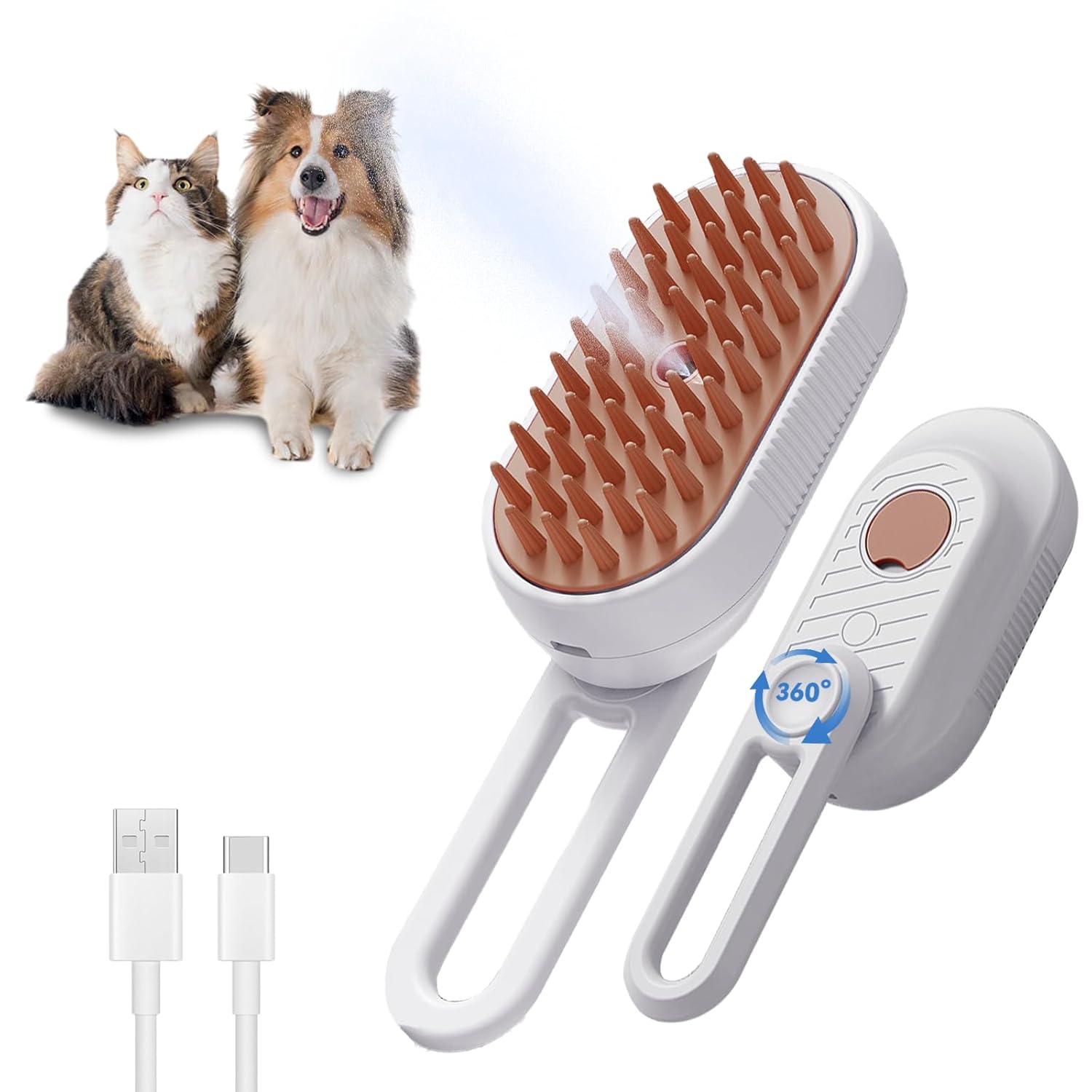3-in-1 Pet Steam Brush – De-Shedding, Cleaning & Massage Comb for Cats