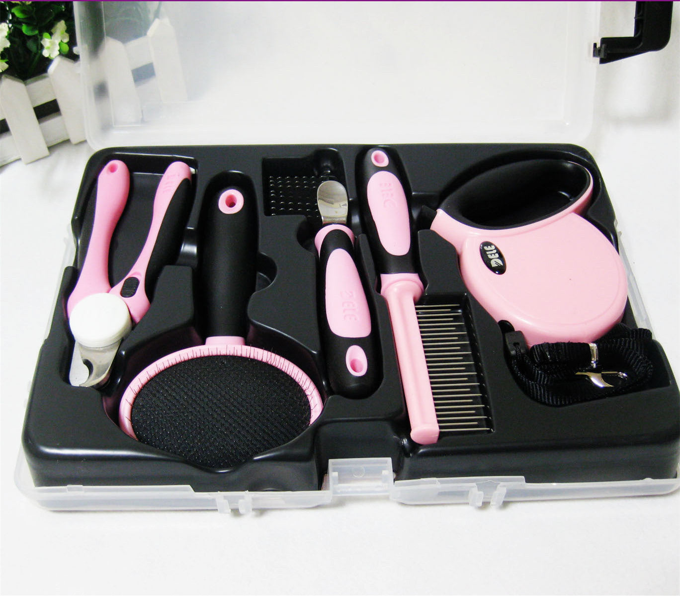 7-in-1 Dog Grooming Kit with Heavy-Duty Leash (30kg Strength) & Storage Box